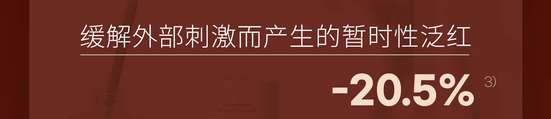 缓解外部刺激而产生的暂时性泛红 : -20.5%³⁾